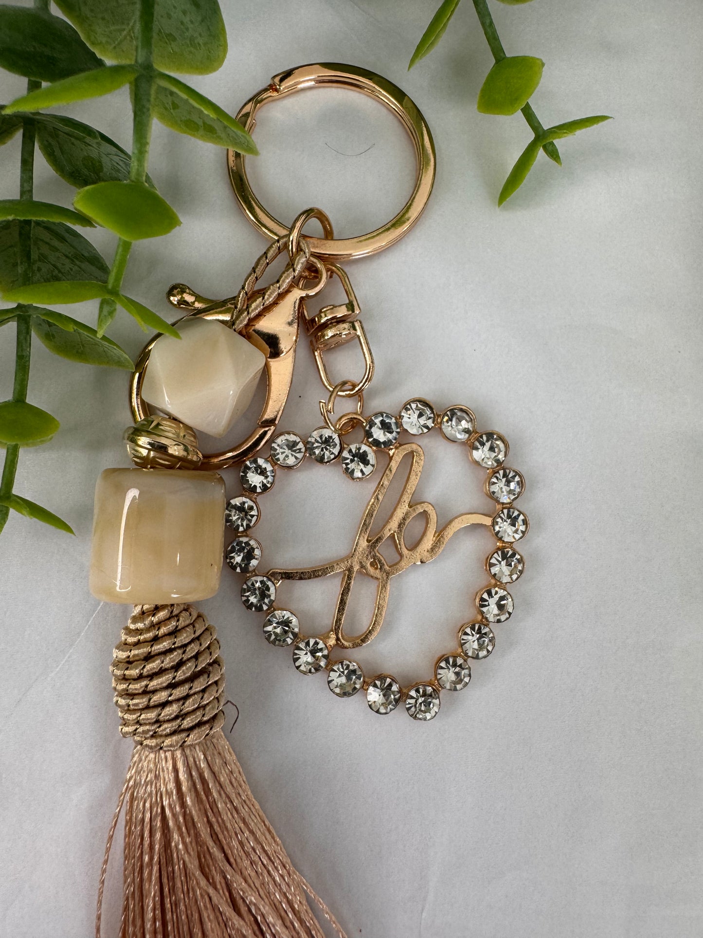 Beige Pompom Keychain