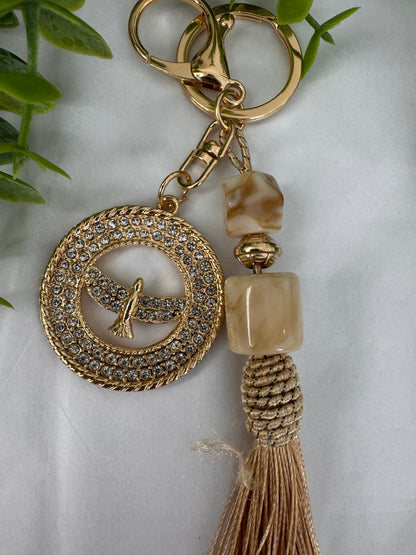 Beige Pompom Keychain