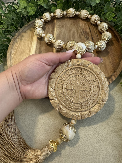 Decorative Saint Benedict Necklace with Medal – Protection and Faith