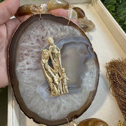 Colar Decorativo Sagrada Família – Medalhão Marmorizado