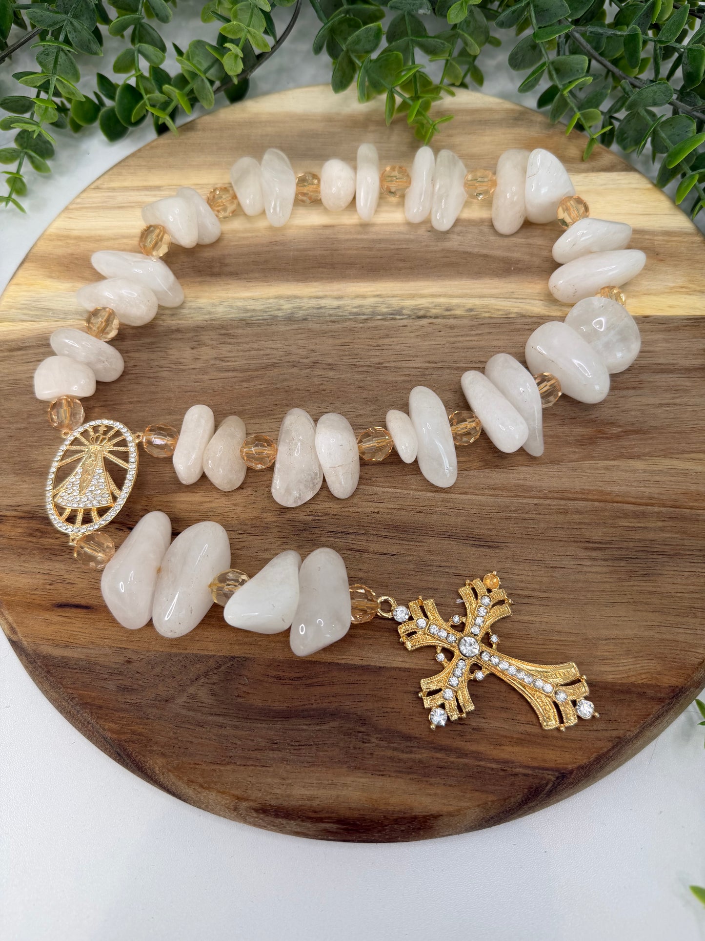 Colar de Mesa Nossa Senhora Aparecida - Pedra Natural