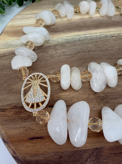 Colar de Mesa Nossa Senhora Aparecida - Pedra Natural