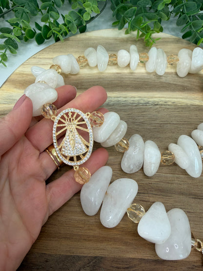 Colar de Mesa Nossa Senhora Aparecida - Pedra Natural