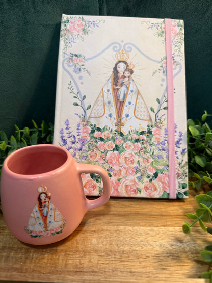 Kit Devocional Mariano – Bloco de Escrita + Xícara