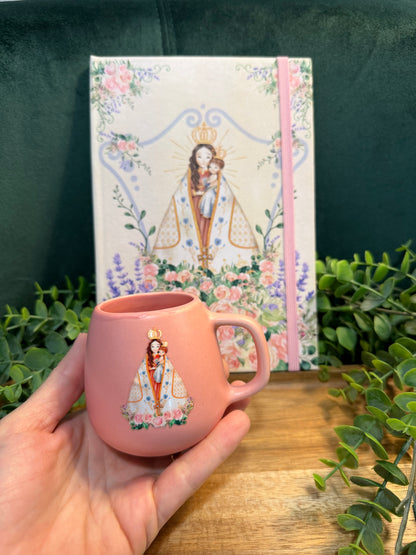 Kit Devocional Mariano – Bloco de Escrita + Xícara