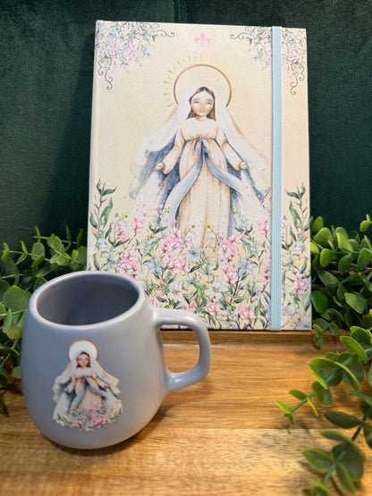 Kit Devocional Mariano – Bloco de Escrita + Xícara