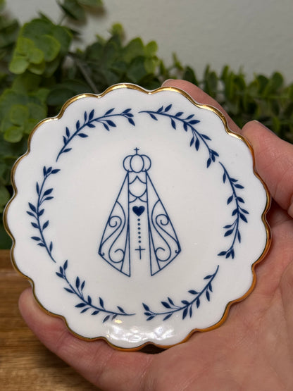 Porcelana - Nuestra Señora de Aparecida + Platillo Dorado