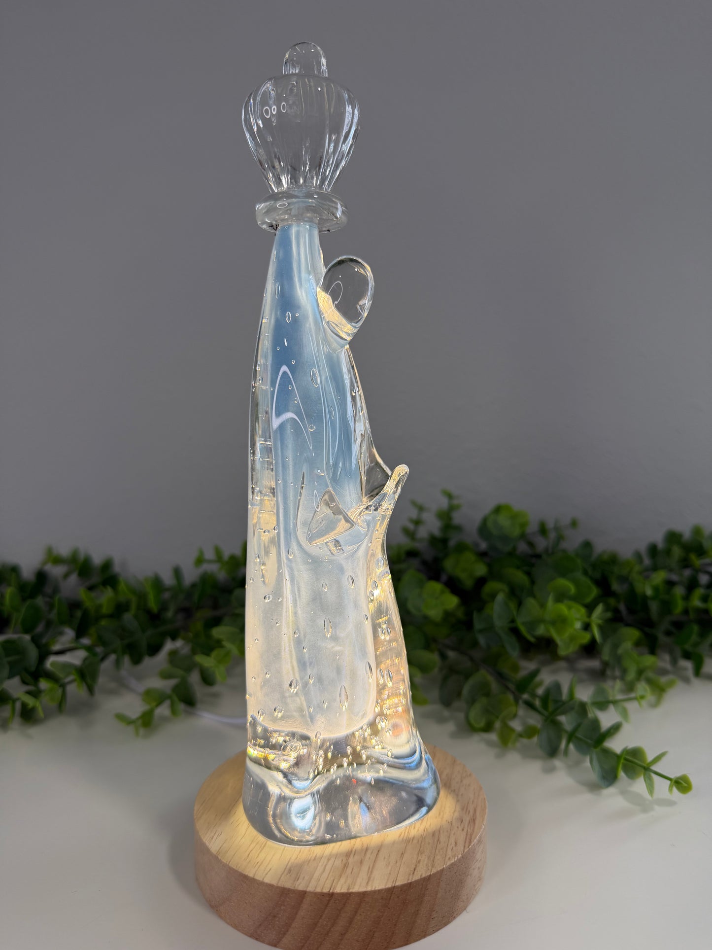 Nossa Senhora de Fátima em Murano – Azul Leitoso | 25 cm