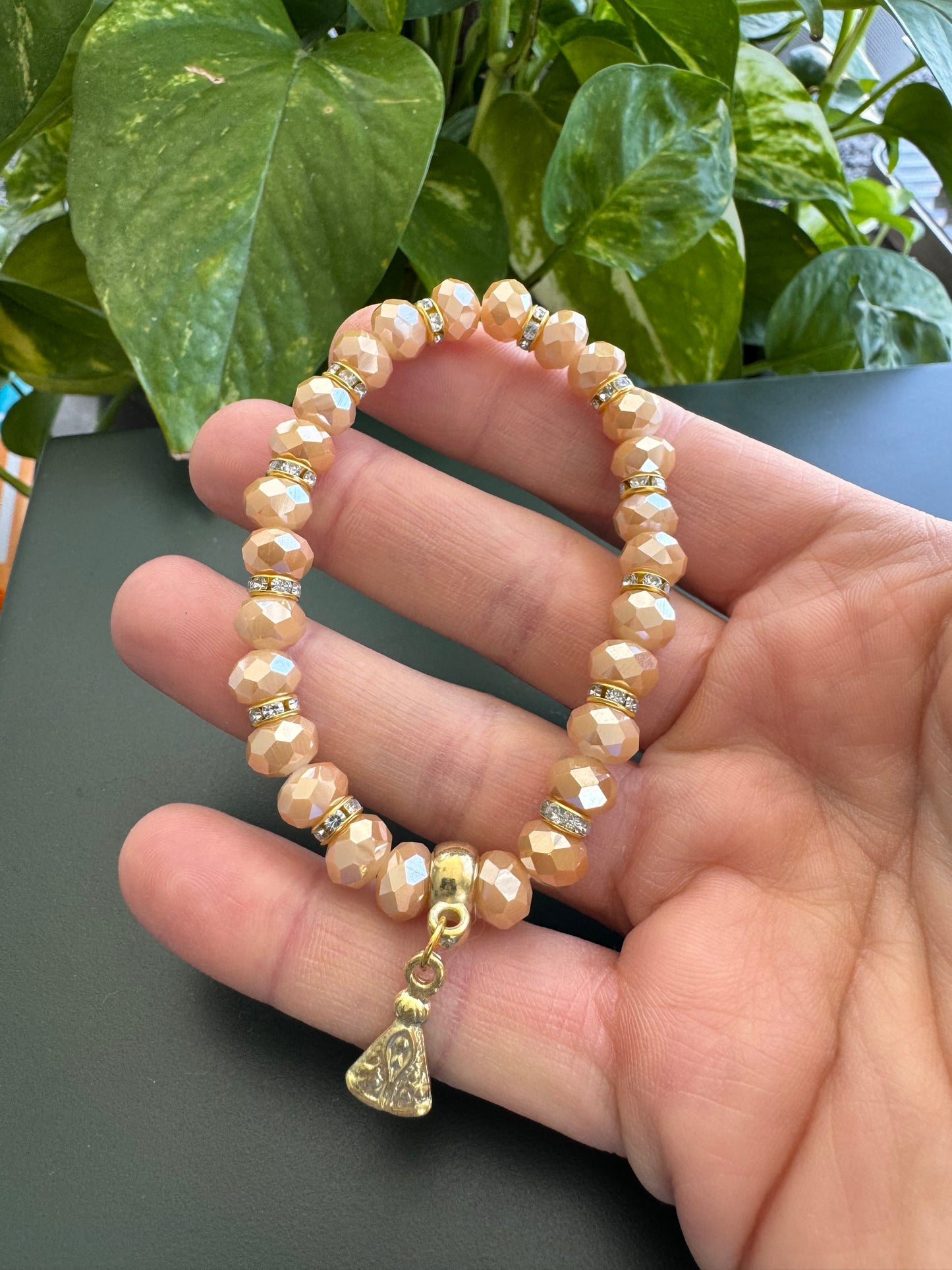 Crystal Bracelet with Religious Pendant