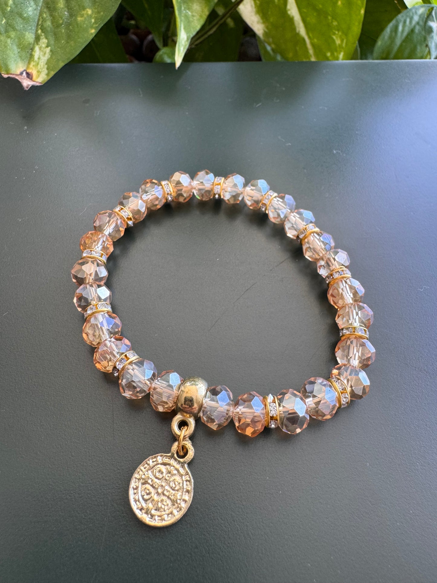 Crystal Bracelet with Religious Pendant