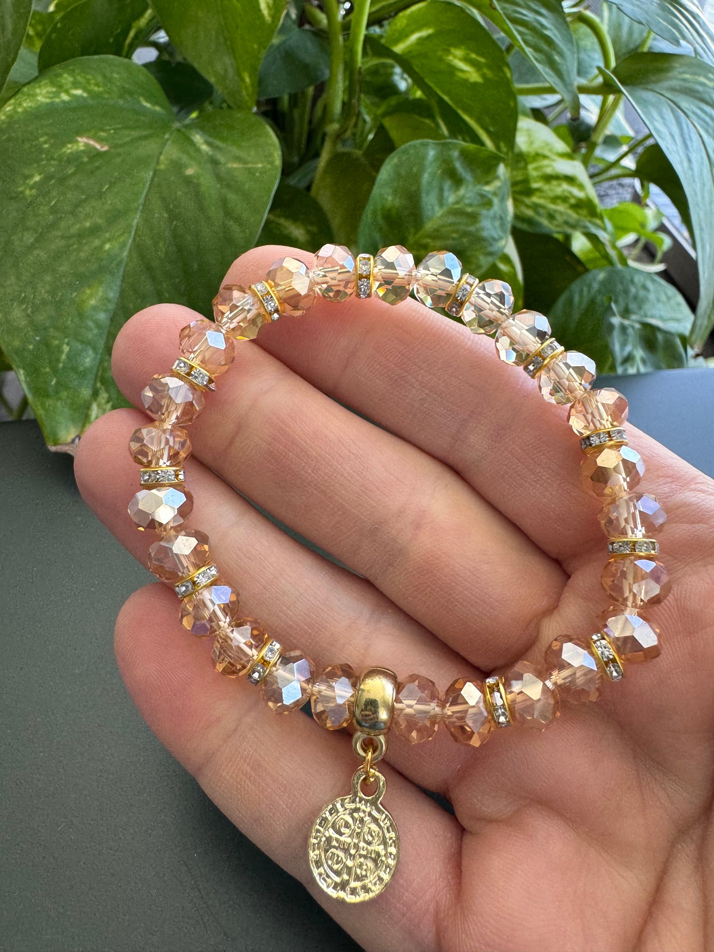 Crystal Bracelet with Religious Pendant
