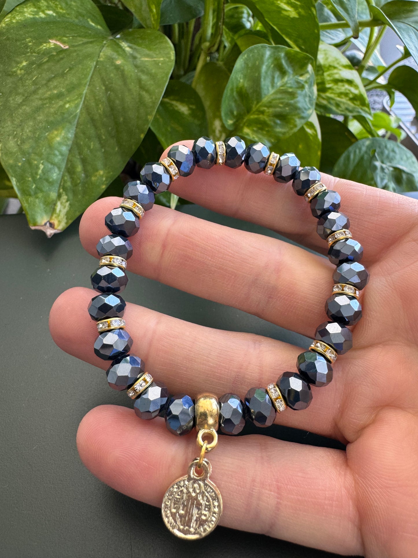 Crystal Bracelet with Religious Pendant
