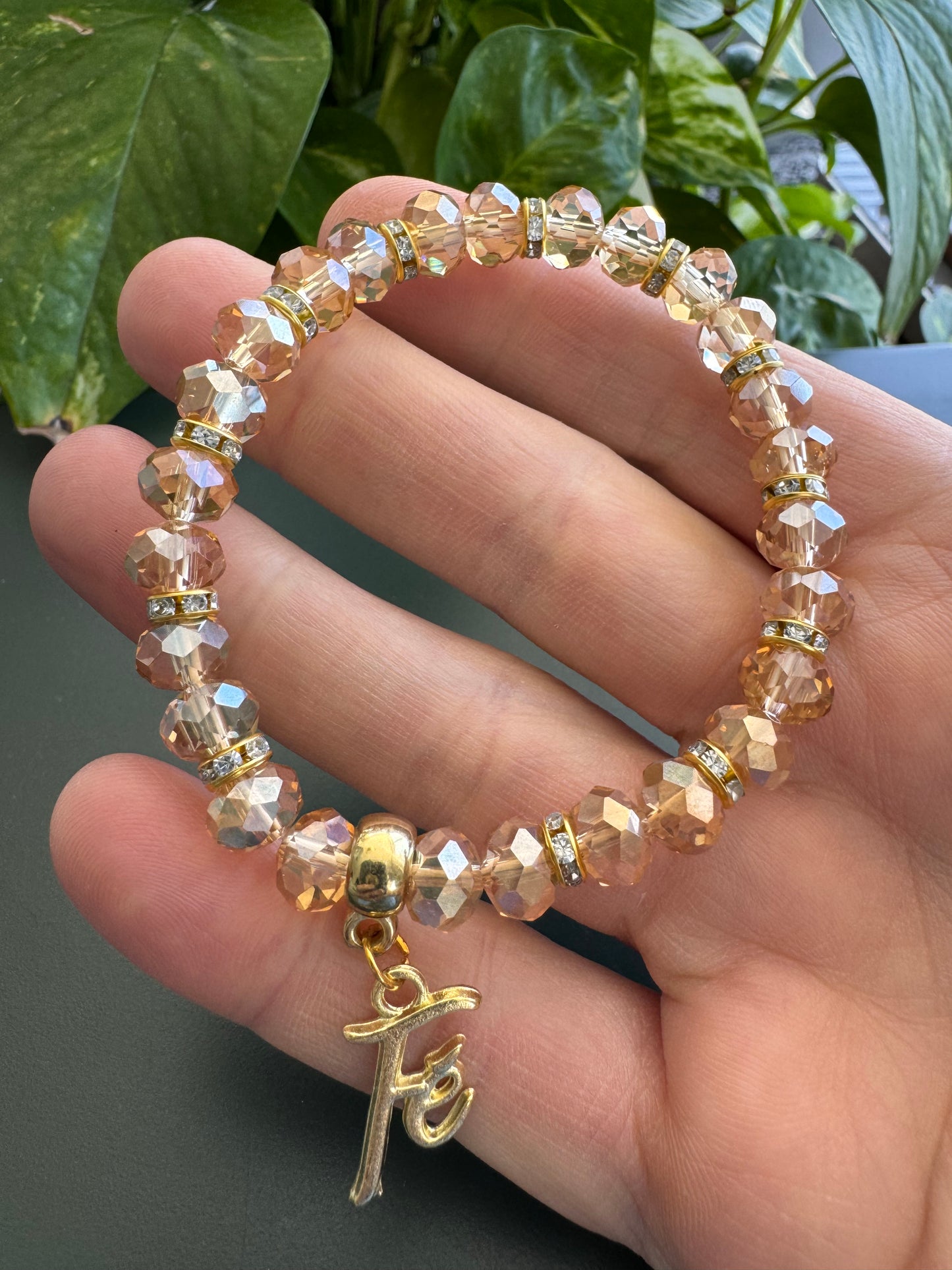 Crystal Bracelet with Religious Pendant