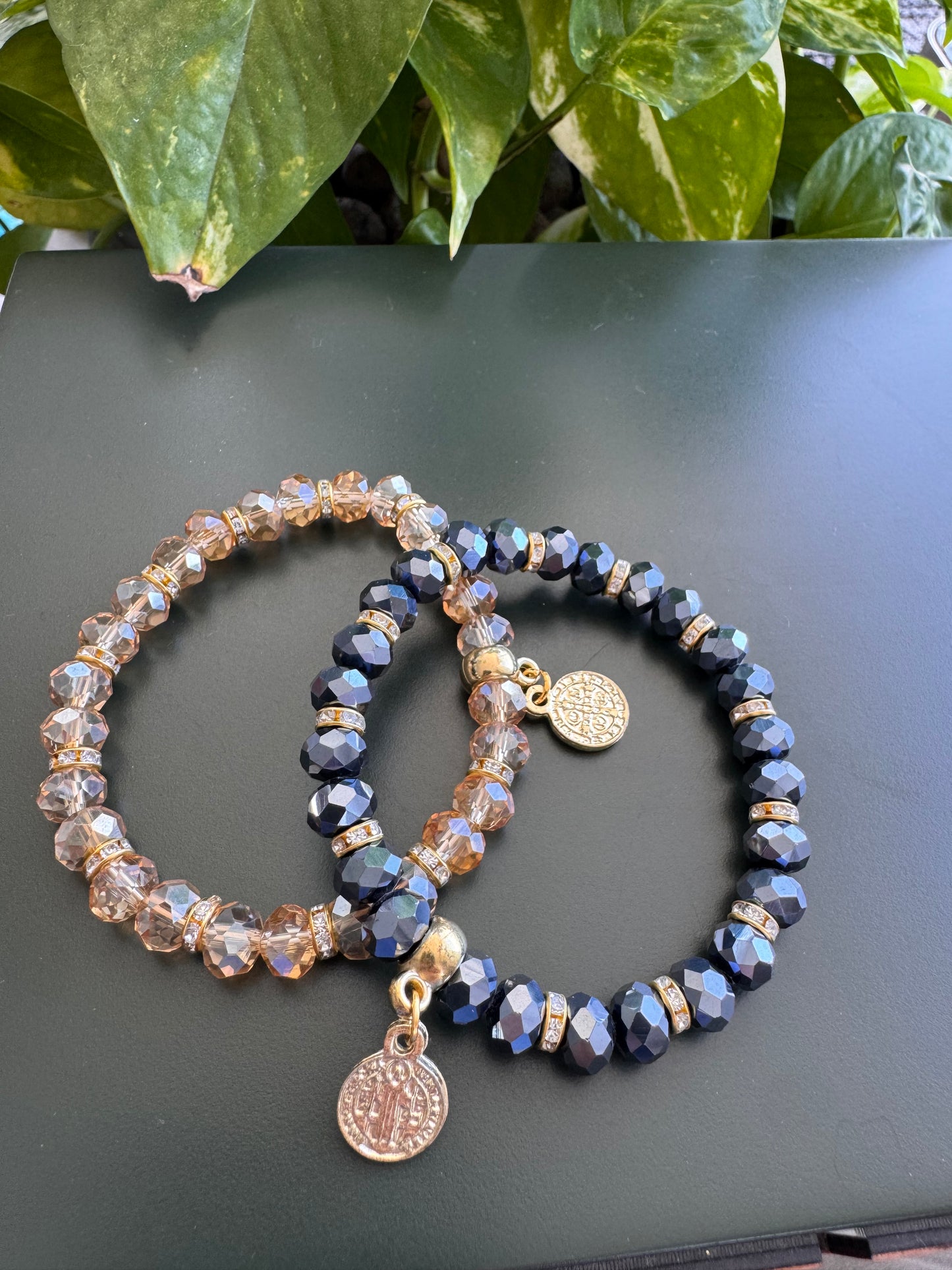 Crystal Bracelet with Religious Pendant