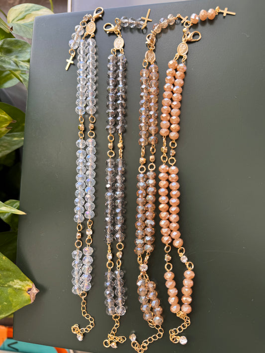 Pulseira Mini Terço de Cristal – Diversas Cores