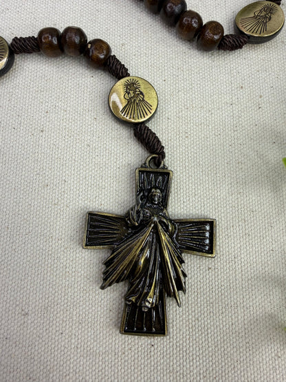 Rosario Jesús Misericordioso en Madera Oscura
