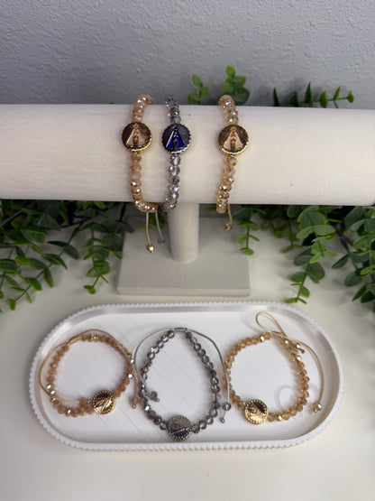 Pulseira Ajustável Nossa Senhora Aparecida em Cristais