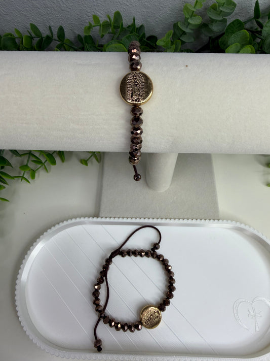 Pulseira Ajustável Nossa Senhora de Guadalupe em Cristais