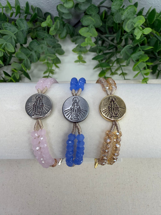 Pulseira Terço de Cristal Nossa Senhora das Graças – Doçura, proteção e fé