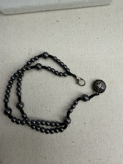 St. Benedict Hematite Rosary Bracelet – Protection, strength, and faith