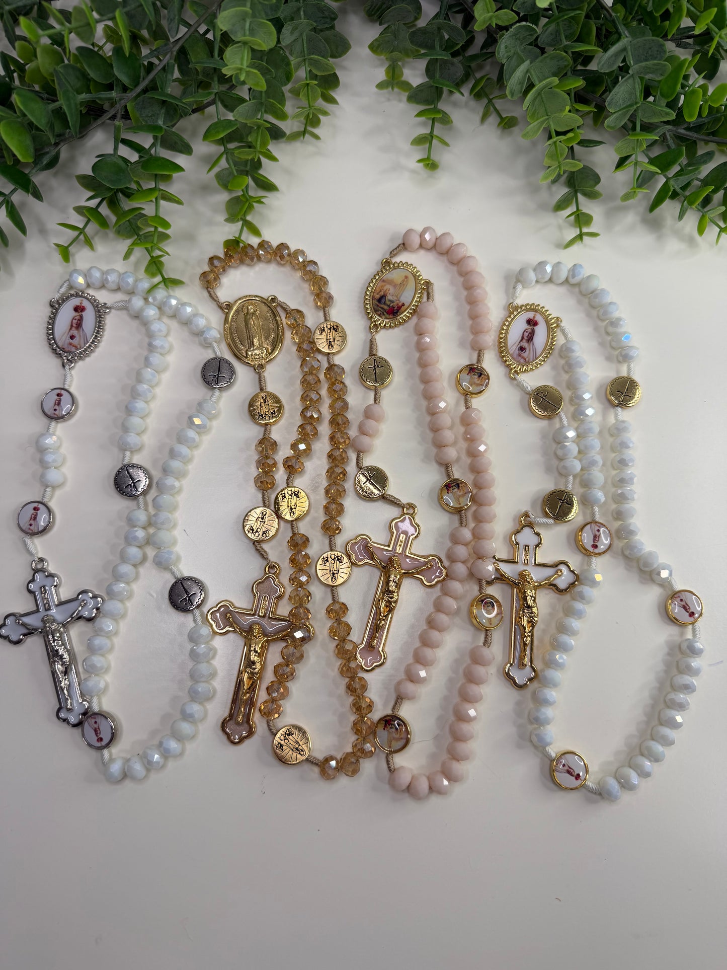 Our Lady of Fátima Rosary in Crystals