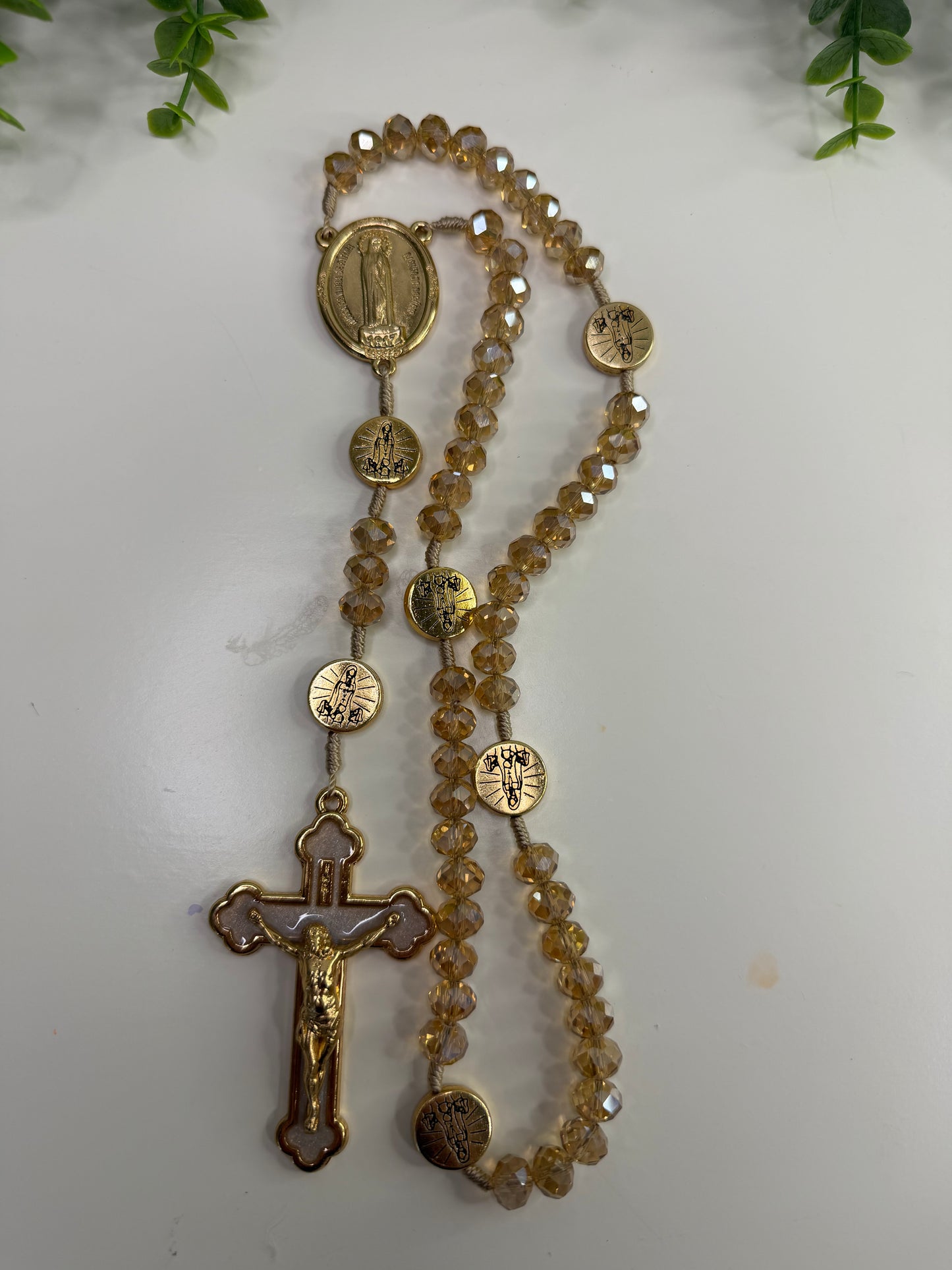 Our Lady of Fátima Rosary in Crystals