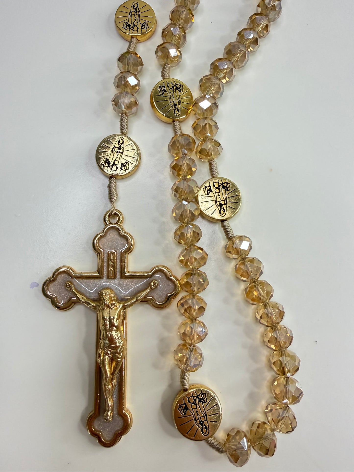 Our Lady of Fátima Rosary in Crystals