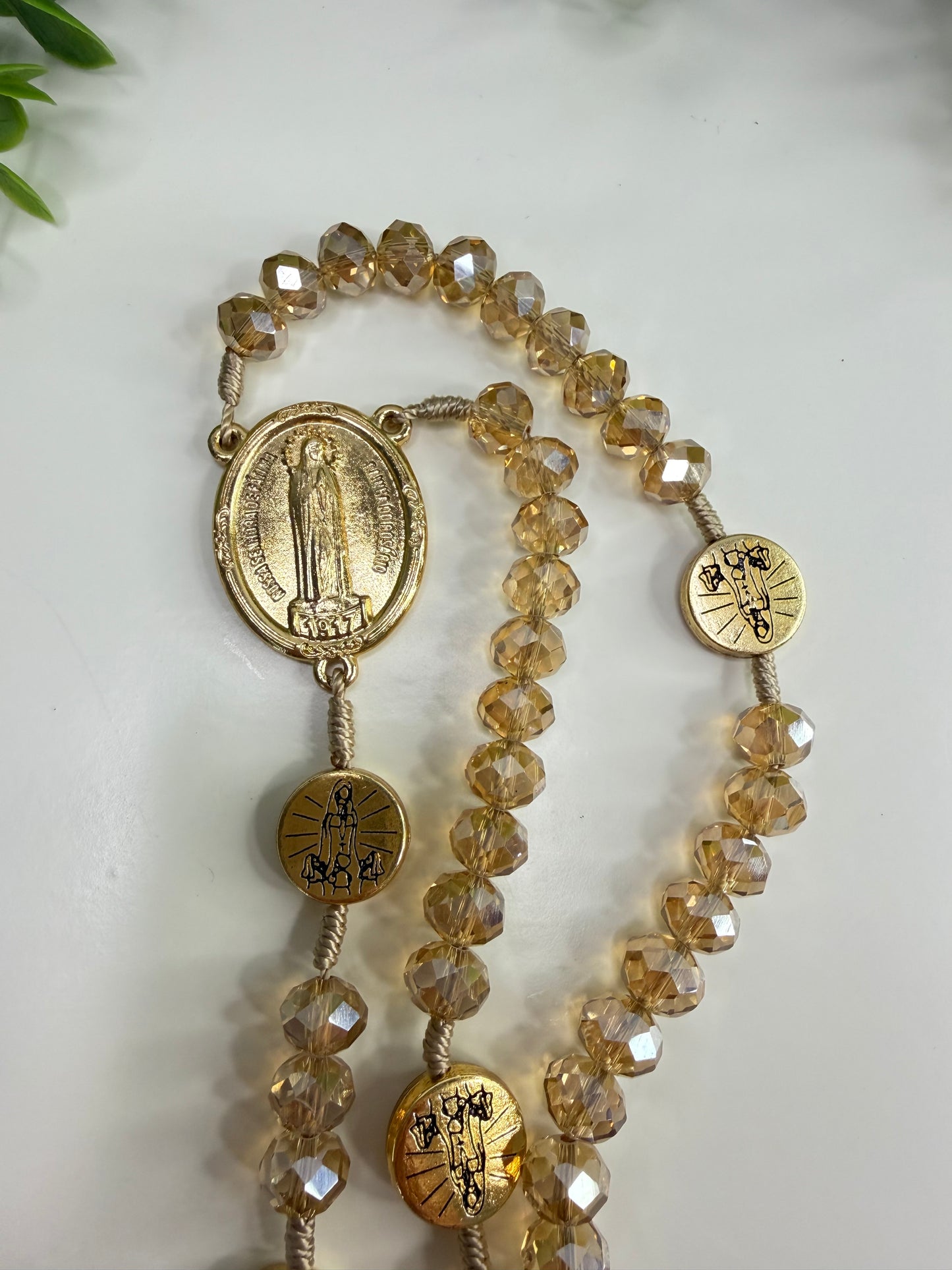 Our Lady of Fátima Rosary in Crystals