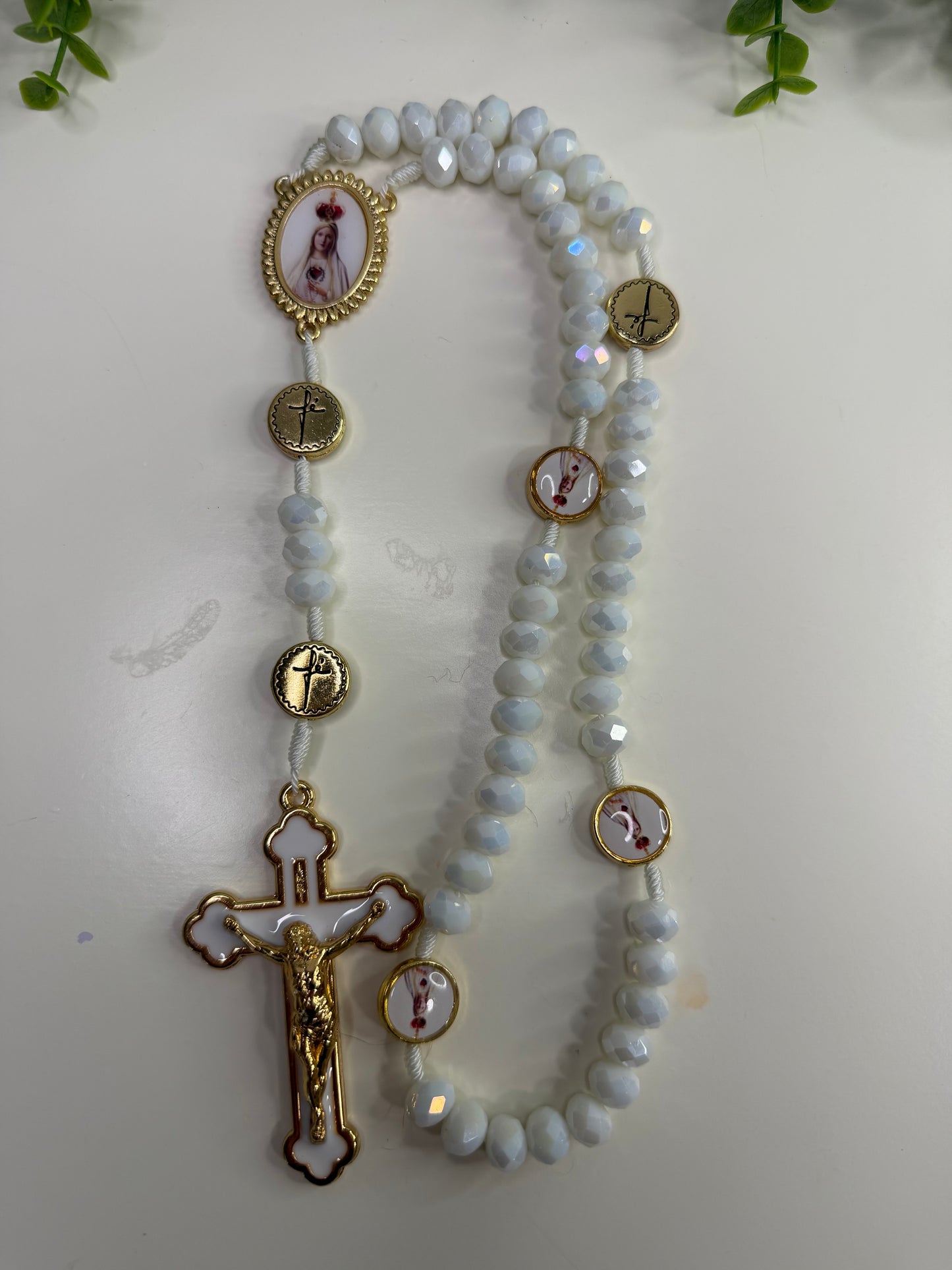 Our Lady of Fátima Rosary in Crystals
