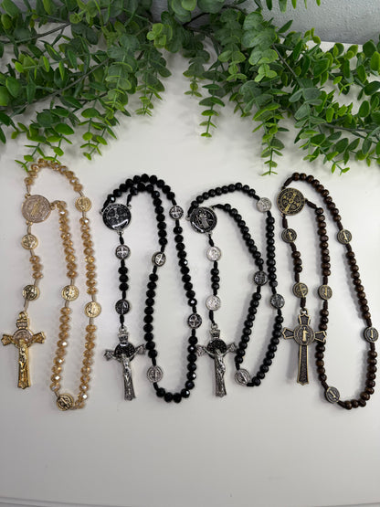 Saint Benedict Rosary in Crystals and Wood