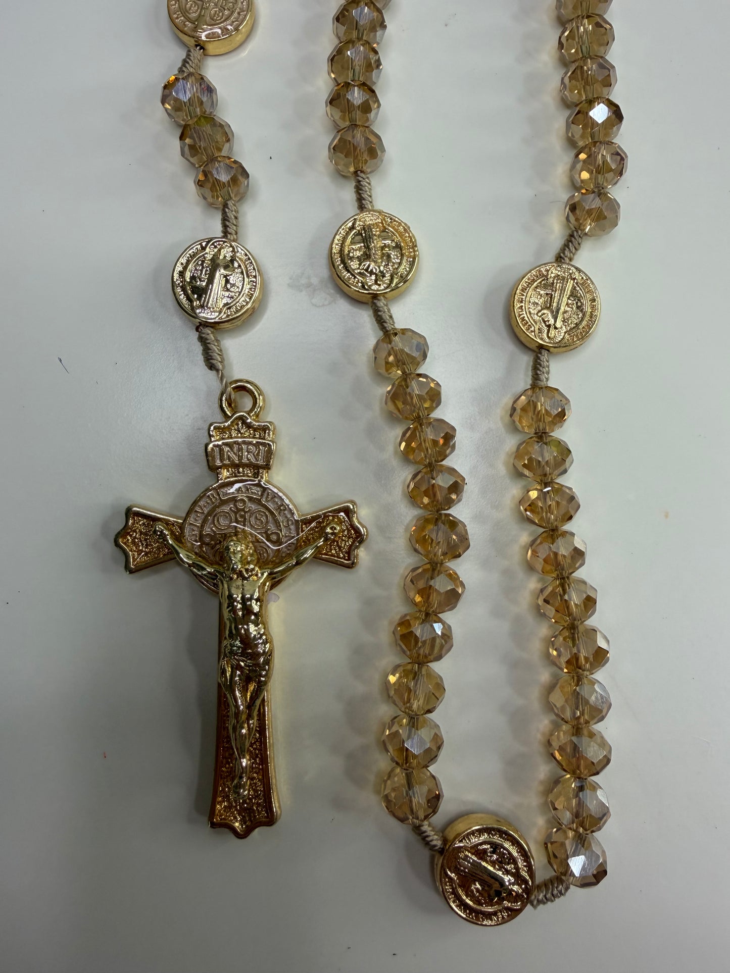 Saint Benedict Rosary in Crystals and Wood
