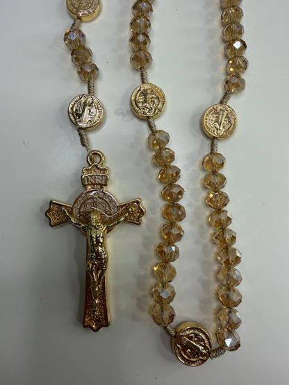 Saint Benedict Rosary in Crystals and Wood