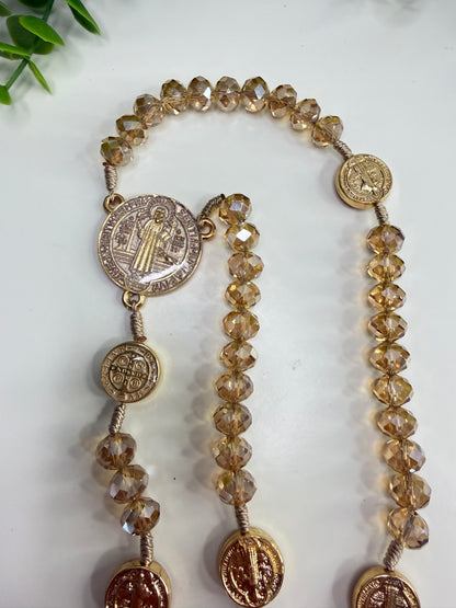 Saint Benedict Rosary in Crystals and Wood