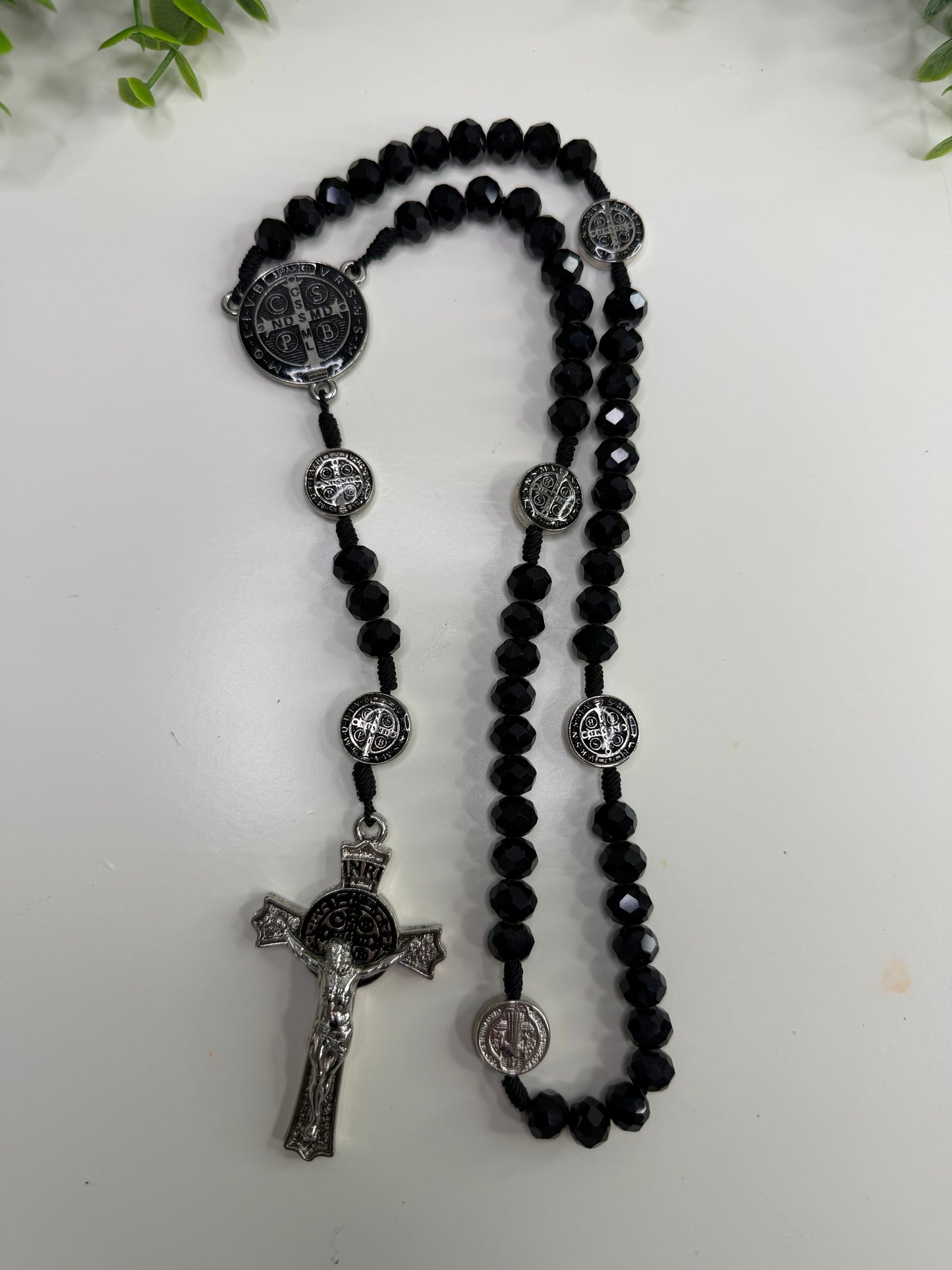 Saint Benedict Rosary in Crystals and Wood