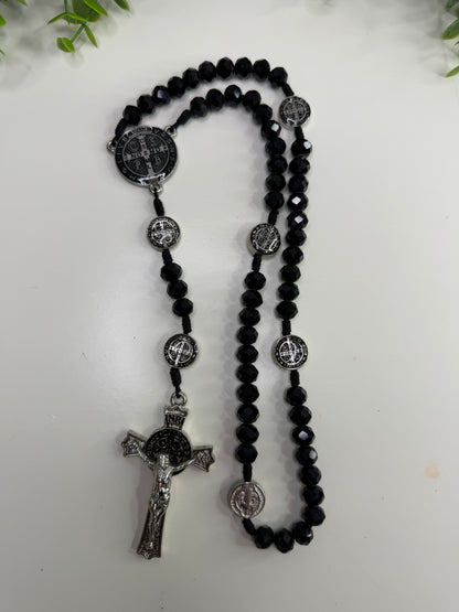 Saint Benedict Rosary in Crystals and Wood