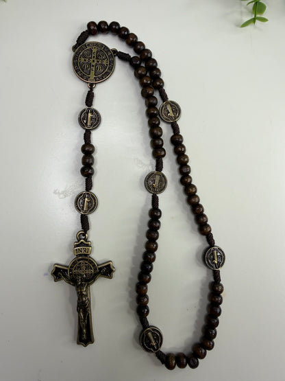 Saint Benedict Rosary in Crystals and Wood