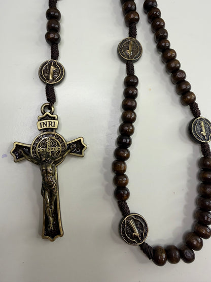 Saint Benedict Rosary in Crystals and Wood