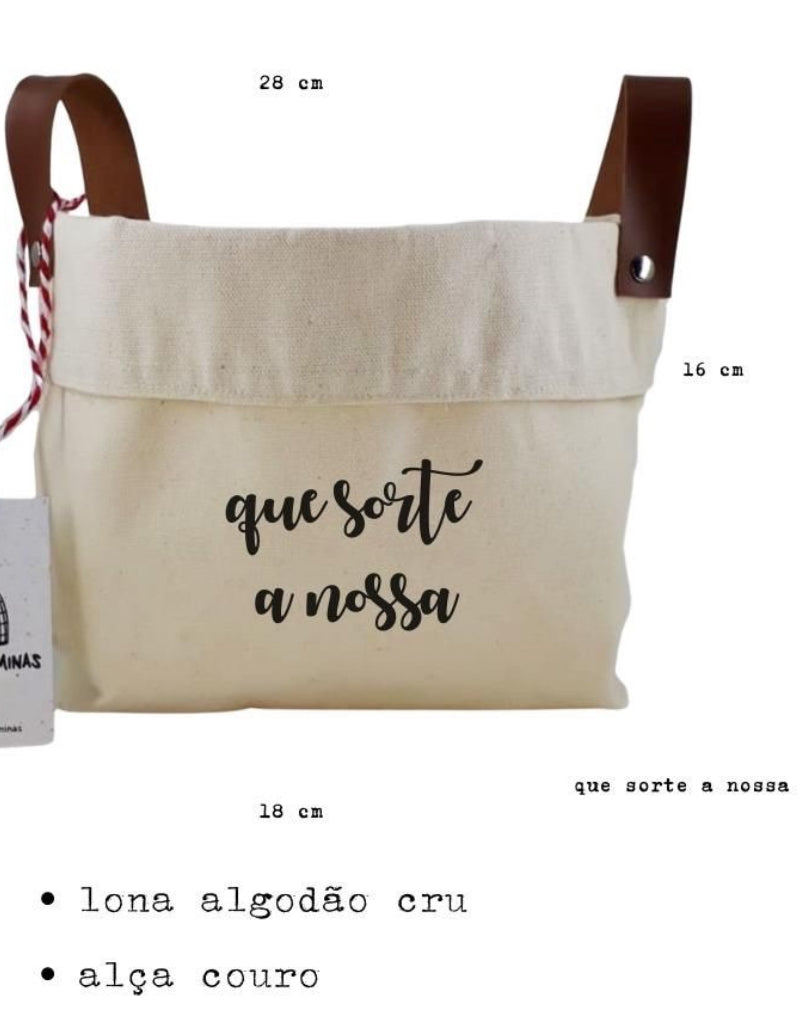 Cesto Decorativo com Alça de Couro