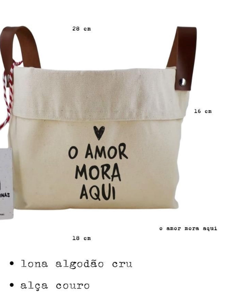 Cesto Decorativo com Alça de Couro
