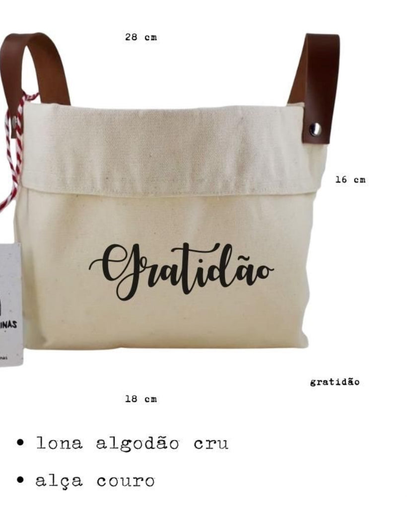 Cesto Decorativo com Alça de Couro