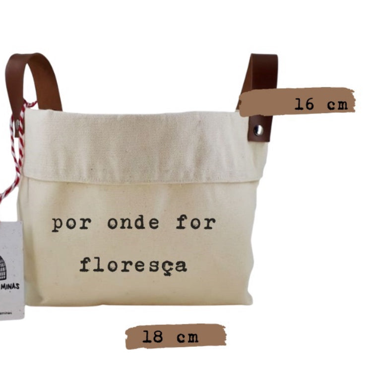 Cesto Decorativo com Alça de Couro