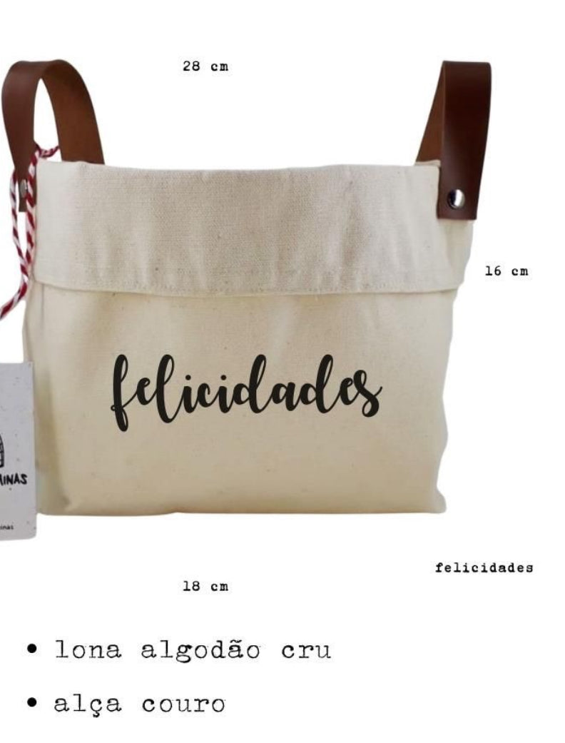 Cesto Decorativo com Alça de Couro