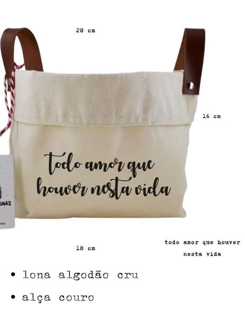 Cesto Decorativo com Alça de Couro