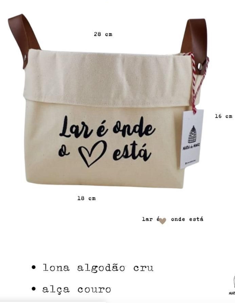 Cesto Decorativo com Alça de Couro