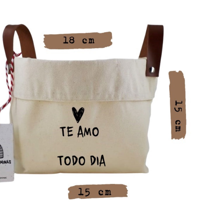 Cesto Decorativo com Alça de Couro