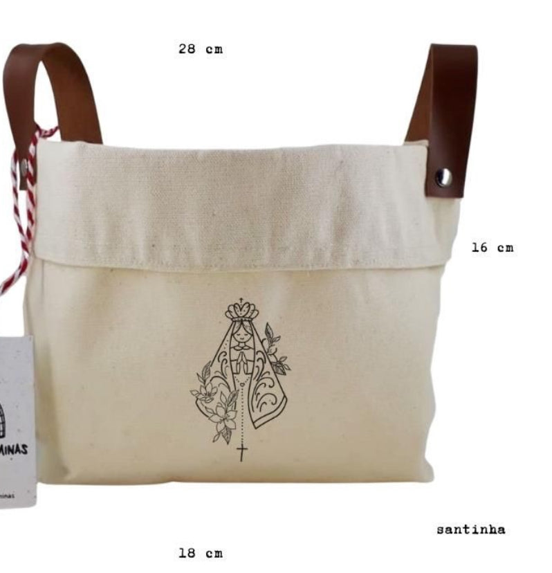 Cesto Decorativo com Alça de Couro