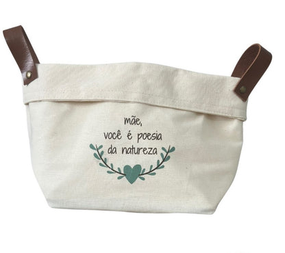 Cesto Decorativo com Alça de Couro