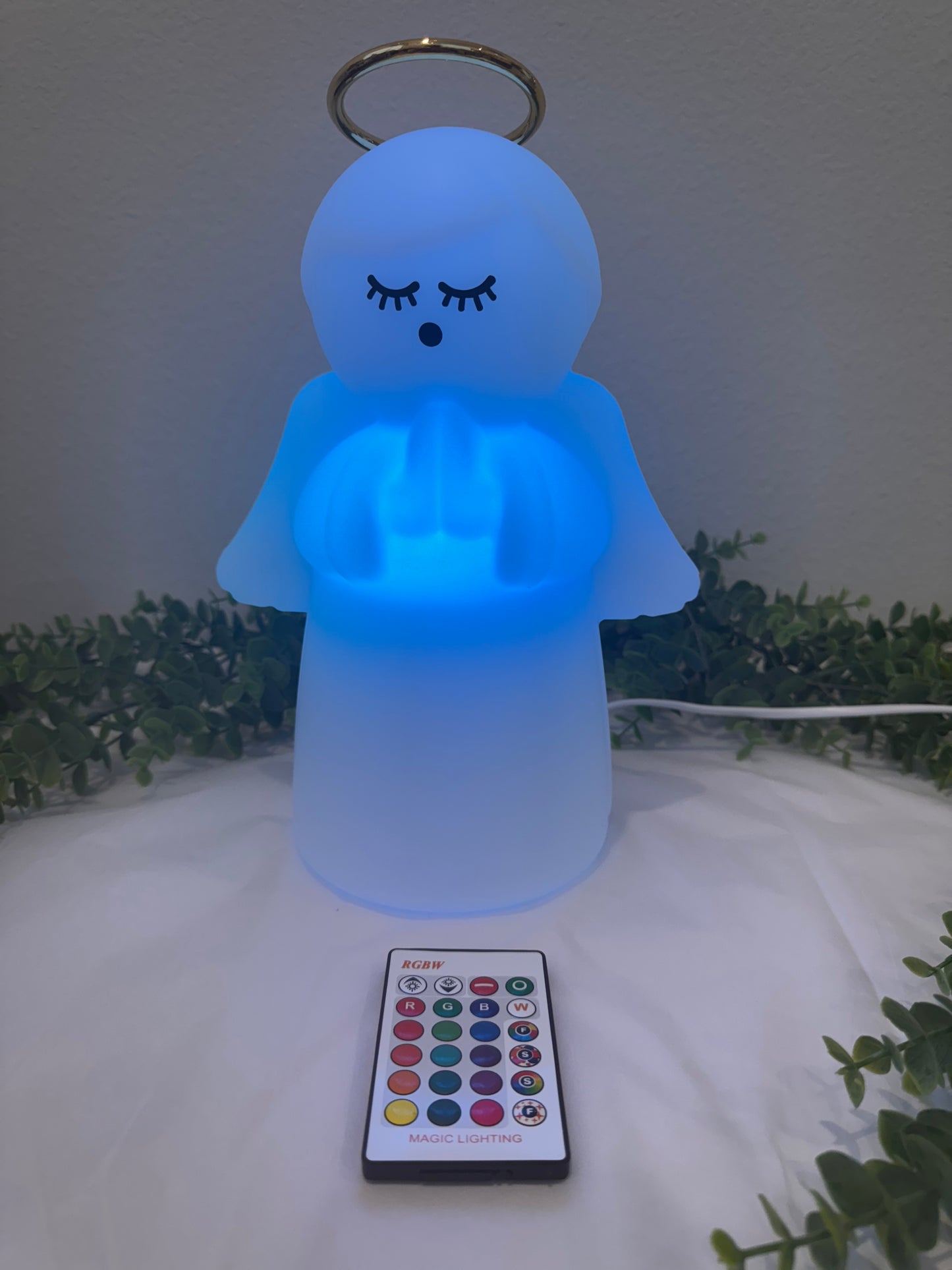 Luminária Anjo com Auréola - Branco - RGB