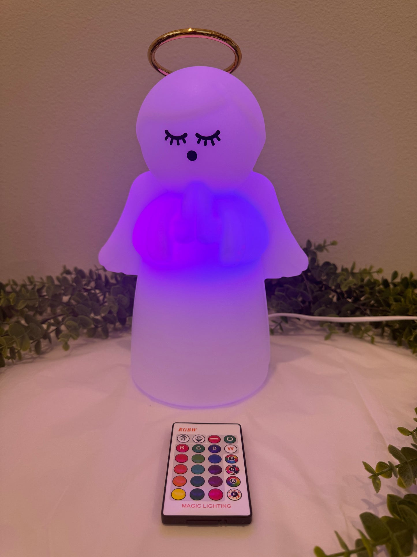 Luminária Anjo com Auréola - Branco - RGB