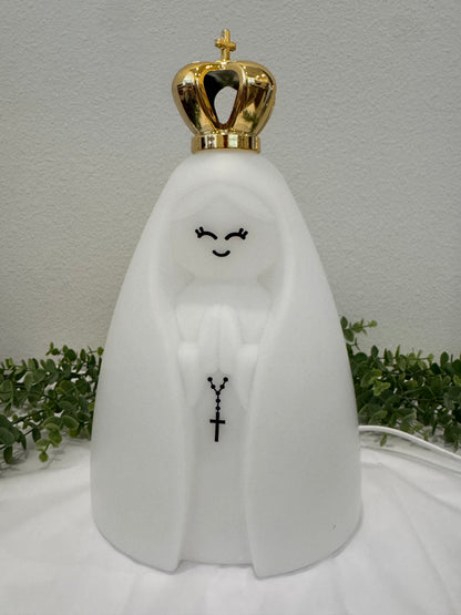 Luminária Nossa Senhora com Coroa Metalizada Dourada